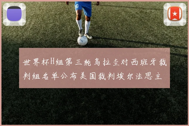 世界杯H组第三轮乌拉圭对西班牙裁判组名单公布美国裁判埃尔法思主裁判